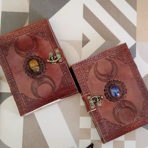 Premium Quality Genuine <b>Leather</b> Handmade Journal Triple Moon Single Stone Journal C-Look Notebook <b>Leather</b> <b>Diary</b> Fore Loved - Product Image 5