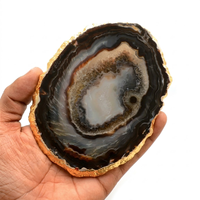 Sous-verre de luxe en agate avec bordure plaquée or |   Ensemble de sous-verres en pierre naturelle |   Vaisselle élégante pour la décoration de la maison |   Ensemble 2026