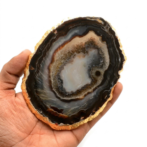 Sous-verre de luxe en agate avec bordure plaquée or |   Ensemble de sous-verres en pierre naturelle |   Vaisselle élégante pour la décoration de la maison |   Ensemble 2026 - Product Image 4