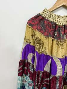 Silk Patchwork <b>Skirt</b>, Handmade Long <b>Skirt</b> For Women, Silk Maxi <b>Skirt</b>, <b>Elastic</b> Waist <b>Skirt</b>, Silk Sari <b>Skirt</b> - Product Image 5
