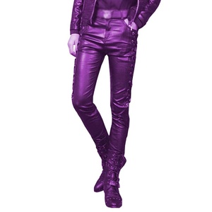 Pantalon décontracté unisexe en cuir et toile OEM, couleur noire, haute qualité, usage quotidien, coupe droite et incurvée, rayé pour homme - Product Image 4