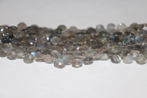 Labradorite Faceted Heart Shape Beads Natural Gemstone Side Cut Heart Bead Strand Heat <b>Treated</b> - Product Image 2