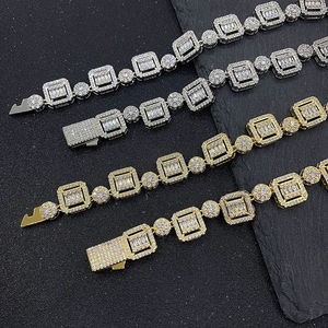 Iced Out Geometric Tennis Chain Necklace for Women Diamond <b>Choker</b> Necklace Luxury Hip Hop Jewelry Statement Layered Necklace - Product Image 3