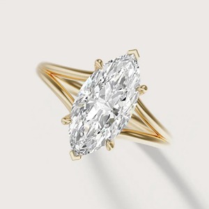 14k Yellow Gold Marquise Diamond <b>Ring</b> 2.07CT Lab Grown Solitaire V Prong 4 Claw 2MM <b>Split</b> Band Engagement <b>Ring</b> Minimal Style - Product Image 4