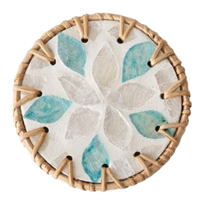 Floral Mother of Pearl Rattan Mat Hand Woven Decorative <b>Placemat</b> <b>for</b> Spring <b>Table</b> Settings - Product Image 1