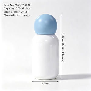 ขวดพลาสติก PET สีขาวทรงกลมขนาด 300 มล. พร้อมฝาปิดแบบลูกบอล สำหรับโลชั่น บรรจุภัณฑ์ผลิตภัณฑ์ดูแลผิว ขายส่ง - Product Image 3