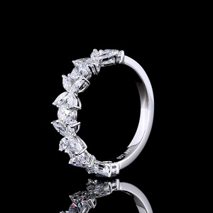 IGI Certified 1.25 CT Marquise Round Cut Lab Grown Diamond Band 18K White Gold Floral Leaf Cluster Eternity Wedding Ring - Product Image 2
