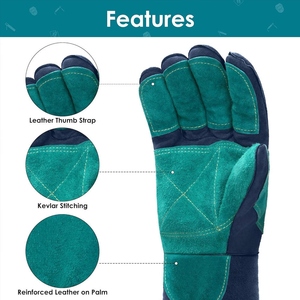 Guantes de Soldadura Mig de Cuero Resistentes al Calor con Costuras de Aramida, Guantes Resistentes al Fuego para Bomberos y Barbacoa - Product Image 4