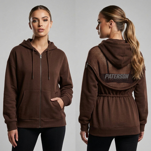 Sweat à capuche en maille pour femme, panneau arrière personnalisé, streetwear, épaules tombantes, vente en gros, marque de vêtements à étiquette privée pour les marques - Product Image 1