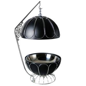 Impresionante calentador de alimentos redondo de metal con estampado de esmalte, tipo buffet, con tapa y soporte, para bodas y hoteles. - Product Image 6