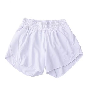 Shorts de sport blancs tricotés taille haute pour femme, avec taille élastique, coupe ample et respirante, tendance, commande en gros OEM - Product Image 1