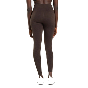 Leggings de yoga taille haute sans couture, longueur intégrale, texturés, marron uni, en Spandex et Nylon, extensibles dans les quatre sens, avec taille élastique - Product Image 2