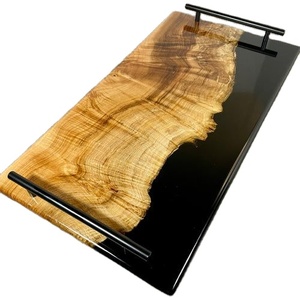 Bandeja de servicio de madera de resina epoxi de alta demanda, Decoración de cocina entretenida para el hogar sin esfuerzo, estilo de arte funcional moderno para Navidad - Product Image 4