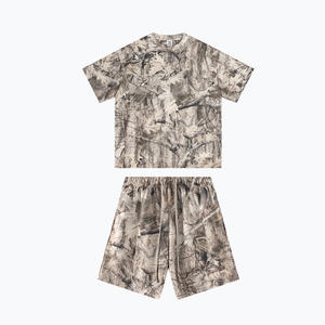 Conjunto de Pantalones Cortos y Camiseta de Verano para Hombre, Estilo Americano, con Logotipo Personalizado por Transferencia Térmica, Corte Holgado, Secado Rápido, Spandex/Algodón - Product Image 2