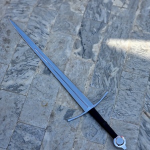 Stainless Steel Straight Edge <b>Sword</b> With Black Handle And <b>Silver</b> Guard 0.6mm Blade Thickness Industrial Grade - Product Image 1