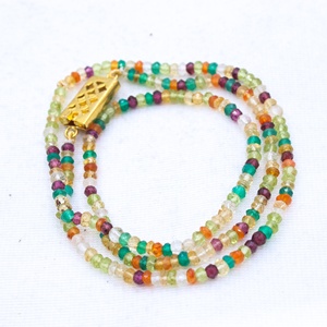 Collier en argent sterling 925 massif plaqué or avec pierres précieuses naturelles multicolores facettées, bijoux fins, Memoria Jewels - Product Image 5