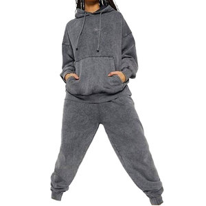 Concevez votre propre survêtement d'hiver pour femme en coton 100% avec effet délavé, taille plus, respirant, séchage rapide, respectueux de l'environnement - Product Image 3