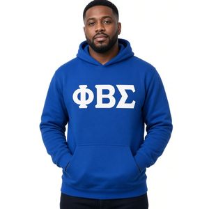Sudadera con Capucha Casual de Sarga con Apliques Phi Beta Sigma y Diseño de Letras Griegas Audaces, Capucha Ajustable y Puños Acanalados - Product Image 1