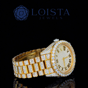 Reloj de Lujo Loista Jewel Hip Hop con Diamantes y Moissanita, Correa de Acero Inoxidable en Dos Tonos Oro y Plata, Reloj Premium para Hombre - Product Image 3