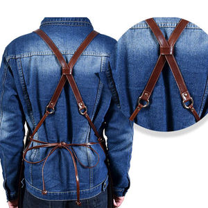 SALUBRIOUS SPORTS Unisex Polished Shiny Dark Cowhide Split Leather Welding Apron <b>Spark</b> Proof Features Customized Logo <b>Top</b> High - Product Image 3