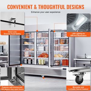 Commercial Kitchen <b>Refrigeration</b> <b>Equipment</b> 60.42 Cu.ft Stainless Steel Upright Freezer 3 Doors 82.5\" W 12\" Reach-in Freezer - Product Image 6