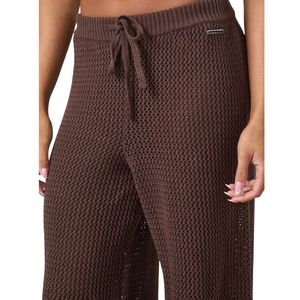 Pantalon de plage en maille ouverte pour femme, marron chocolat, coupe large, avec cordon de serrage, léger, idéal pour les vacances - Product Image 5