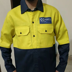 Camisa de Trabajo de Alta Visibilidad, Ignífuga, Antiestática, de Algodón y Aramida, de Alta Calidad, para Soldadura y Construcción - Product Image 1