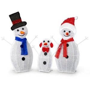 Set di 3 Decorazioni Pupazzo di Neve da 30, 29 e 17 Pollici per Illuminazione Decorativa - Product Image 3