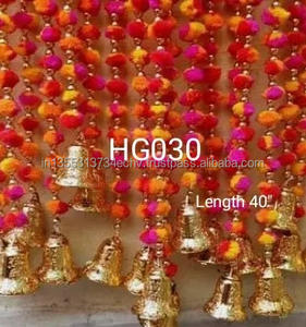 Indian Handmade Artificial Pompom Flower <b>Garland</b> Graduation Wedding Decor Wreaths Wall Hanging String Door Hanging Backstage 5 - Product Image 5