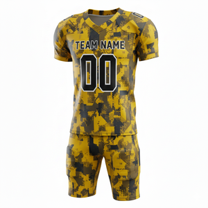 Ensemble de maillot et short de football américain personnalisé, sublimé, respirant, avec logo sur le devant, 100 % polyester, antibactérien - Product Image 4