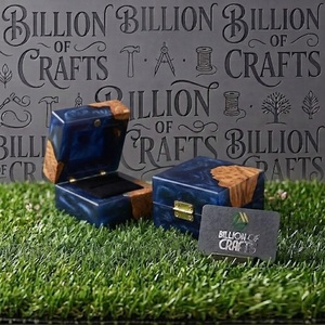Caja de Anillos de Resina y Madera, Rectangular, Hecha a Mano, Moderna, Decoración de Mesa para Bodas, Caja de Anillos de Madera Azul para Regalo - Product Image 4