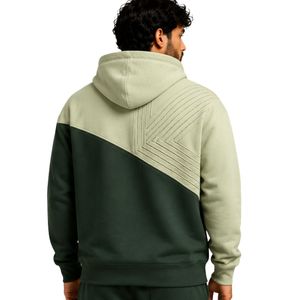 Sweat à capuche personnalisé pour homme, vert cèdre, en molleton de coton épais, color block, brodé, style streetwear, fabricant OEM - Product Image 2