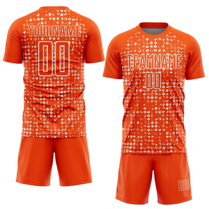 Conjunto de Camiseta de Fútbol Sublimada Personalizada, Patrón Naranja y Blanco, Absorbe la Humedad, Manga Corta, Ropa Deportiva para Hombre Adulto - Product Image 1
