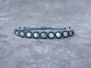 Handmade Macrame Moonstone <b>Bracelet</b> Rainbow Moonstone Beads Gray Cord <b>Adjustable</b> Boho Healing Jewelry for Women - Product Image 4