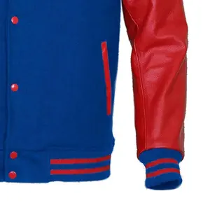 Chaquetas de Motocicleta con Parches Bordados con Logotipo Personalizado, Chaqueta Varsity con Capucha y Cuello Estilo Letterman Clásico para Hombre, en Tela de Lana - Product Image 3