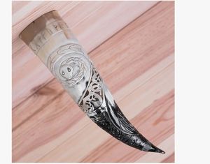 Taza de cuerno hecha a mano con soporte de cuero para disfraz de cosplay y accesorios para fiestas temáticas vikingas - Product Image 1