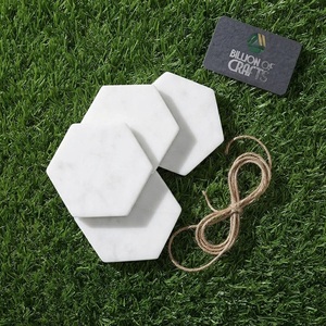 Premium Eco-Friendly Classic <b>White</b> Marble Hexagon <b>Coaster</b> Set of 6 - Product Image 4