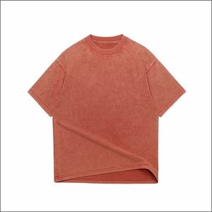 Premium 220 Grammes 100% Coton Oversize Sun Faded T-Shirt Vintage-Inspired Solid Acid Wash avec Logo Personnalisé pour Hommes - Product Image 4