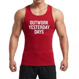 Débardeur de sport pour homme, col rond, 100 % polyester, respirant, coupe légère, imprimé, pour tenue décontractée - Product Image 1
