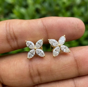 Pendientes de Diamantes de Laboratorio de Lujo E VVS2 VS1, 2CTW, Corte Marquesa, con Cierre de Rosca, Joyería de Aniversario - Product Image 2