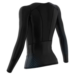 Haut de compression respirant de haute qualité pour femmes, personnalisé, pour le fitness et le sport, imprimé par transfert thermique, 100 % polyester, col en V, coupe courte - Product Image 3