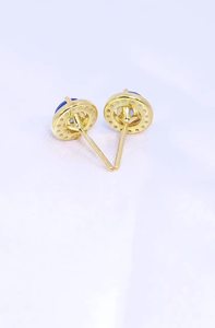 Blue Sapphire Halo <b>Stud</b> Earrings Round 925 Sterling <b>Silver</b> 14K Gold Plated Classic September Birthstone Gift - Product Image 1