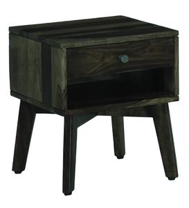 <b>Mid</b> <b>Century</b> Modern Bedside Table With 1 Drawer & 1 <b>Shelf</b> Dark Wooden Finish Tapered Legs for Bedroom Apartment or Hospital - Product Image 1