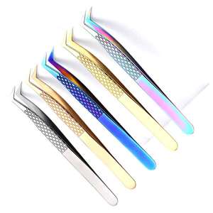 Nouvel ensemble professionnel d'outils pour cils : recourbe-cils électrique en acier inoxydable doré et pince à épiler pointue - Product Image 4