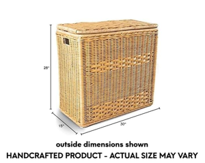 Artex HaiNam <b>Rectangular</b> Natural Rattan <b>Storage</b> <b>Basket</b> With Lid And Handles Rustic Multi-Purpose Organizer For Laundry <b>Storage</b> - Product Image 6