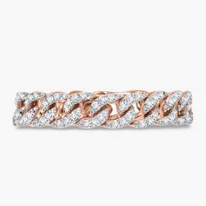Chain Link <b>Rings</b> Flexible Cuban Stacking Round Cut Lab Grown Diamond 3/4 Eternity Statement Unique Everyday Jewelry 14k 18k Gold - Product Image 5