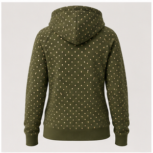 Sudadera con Capucha Personalizable Verde Oliva para Mujer, Estilo Atlético, con Diseño de Micro Cuadrícula y Puntos, Mezcla de Algodón de Alto Rendimiento WPHOOD-0009 - Product Image 2