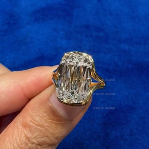 Ashoka Criss Cut Lab Diamond 5CT, Elongated Cushion Modified Diamond <b>Ring</b>, Vintage Style <b>Statement</b> Stone, Luxury Engagement <b>Ring</b> - Product Image 5