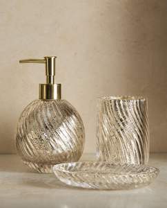 Ensemble d'accessoires de salle de bain en verre, 3 pièces, avec distributeur de savon, pour lavage des mains, transparent - Product Image 1