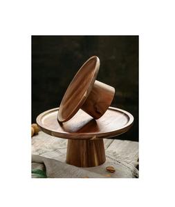 Support à gâteau décoratif en bois rustique avec support épais pour cérémonie de fiançailles, desserts et réceptions festives - Product Image 6